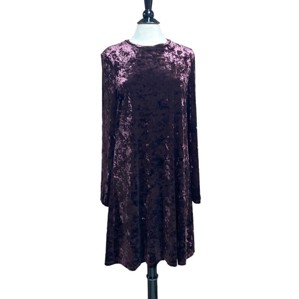 Suite 7 Burgundy Velour Long Sleeve Dress Size 14 NWOT